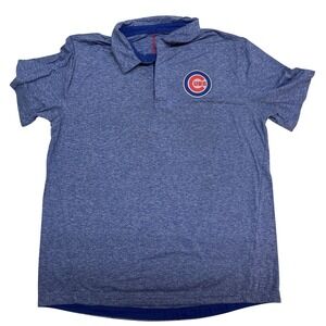 MLB Genuine Merchandise Chicago Cubs Mens Large Blue Heather Snap Polo Shirt